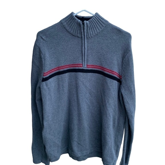Eddie Bauer Pullover 1/4 Zip Sweater Stripes Men’s Size Medium Blokette - Picture 1 of 8